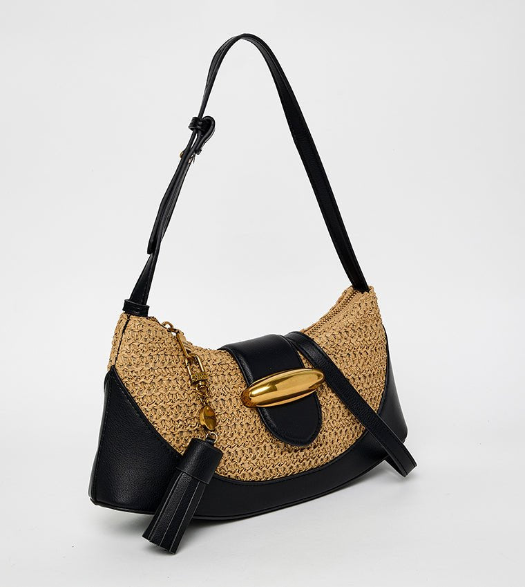 Woven Contrast Shoulder Bag - Infinity Raine