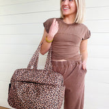 Wrap-front Crop Top And Jogger Set In Chocolate - Infinity Raine