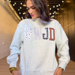 WWJD Embroidered Patchwork Sweatshirt - Infinity Raine