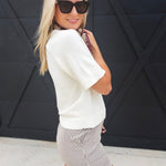 Year-Round Essential Soft Sweater Top with Raglan Sleeves In Ivory - Infinity Raine