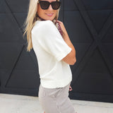 Year-Round Essential Soft Sweater Top with Raglan Sleeves In Ivory - Infinity Raine