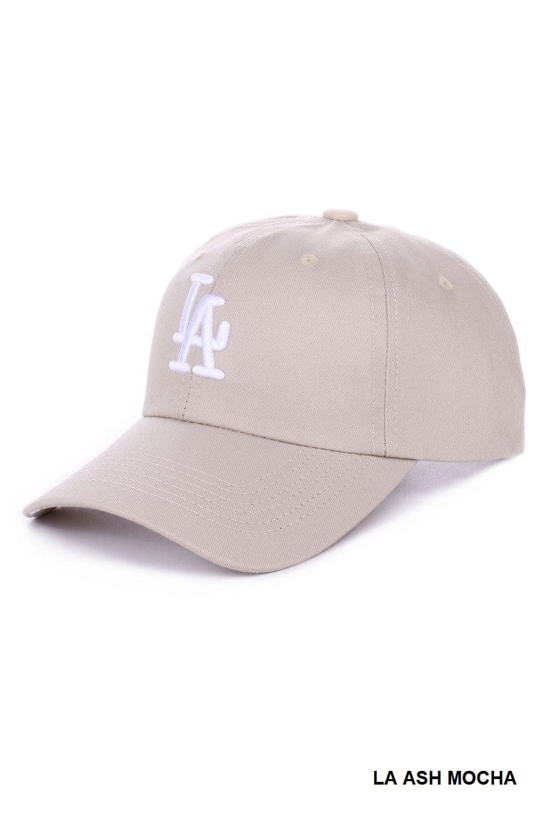 LA Embroidered Monogram Baseball Cap In Ash Mocha - Infinity Raine
