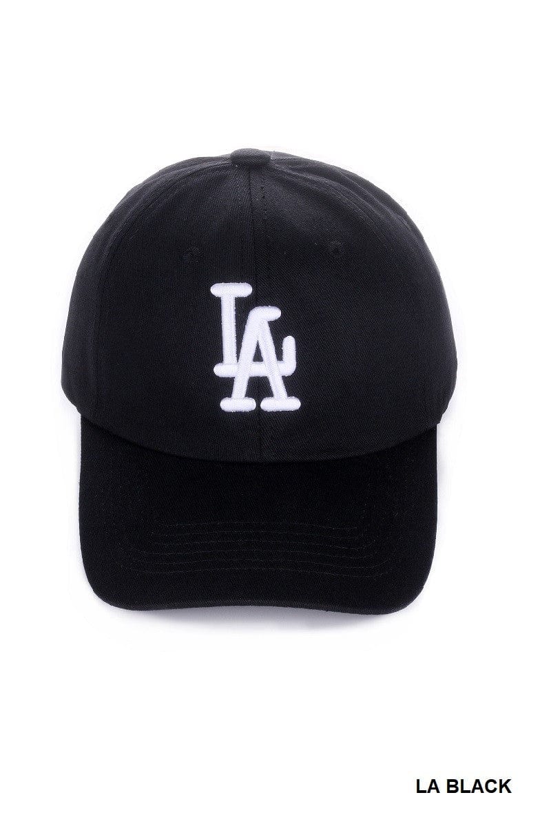 LA Embroidered Monogram Baseball Cap In Black - Infinity Raine