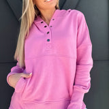 Half Button Pullover-Candy Pink - Infinity Raine