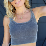 Acid Washed Ribbed Square Neck Crop-Ash Grey - Infinity Raine