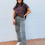 ZENANA Tops - Blouses Mock Neck Boxy Ribbed Top In Brown