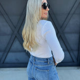 Ribbed Long Sleeves Top In White - Infinity Raine