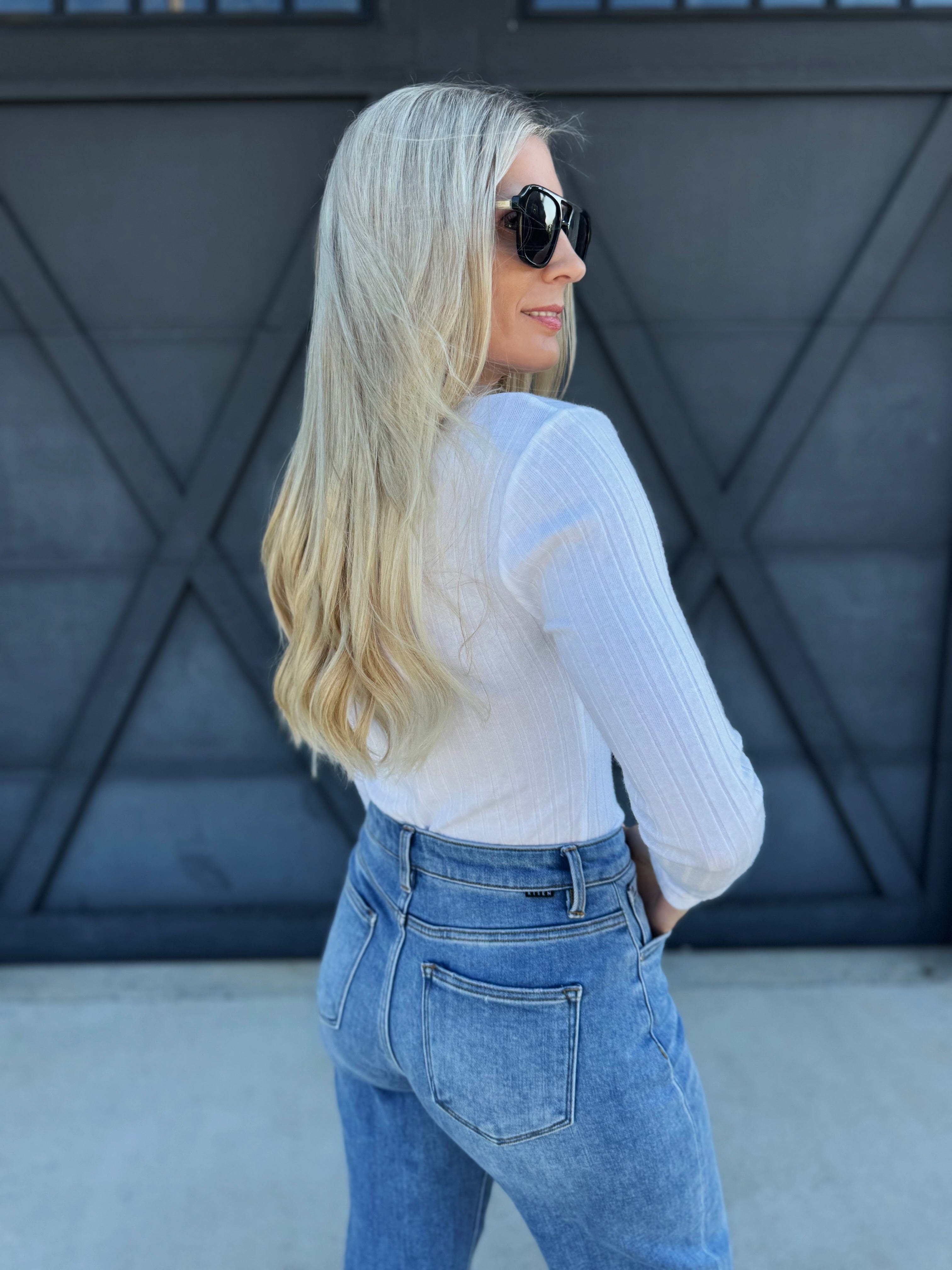 Ribbed Long Sleeves Top In White - Infinity Raine