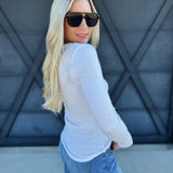 Ribbed Long Sleeves Top In White - Infinity Raine