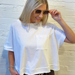 ZENANA Tops - Tees Exposed Seam Boxy Tee In White