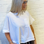 ZENANA Tops - Tees Exposed Seam Boxy Tee In White