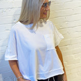 ZENANA Tops - Tees Exposed Seam Boxy Tee In White