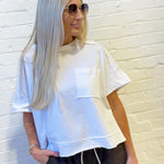 ZENANA Tops - Tees Exposed Seam Boxy Tee In White